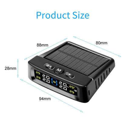 Solar TPMS Car Tire Pressure Alarm Digital Colorful Display 4/6 External Sensors Waterproof Tire Pressure Temperature Warning